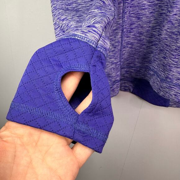 Eddie Bauer Running Sweatshirt Women medium Mock Neck 1/4 Zip Purple Pullover - Picture 6 of 7